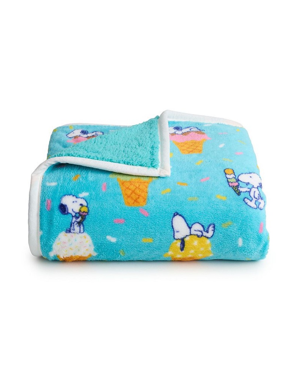 The Big One Aqua Peanuts Snoopy Jacquard Sherpa Throw Blanket